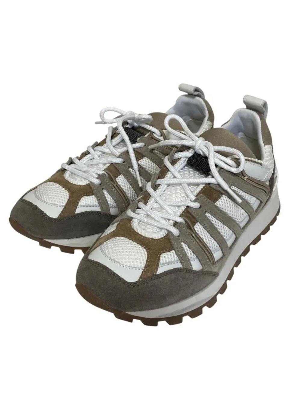 Brunello Cucinelli Monile Suede Mesh Sneakers Gray